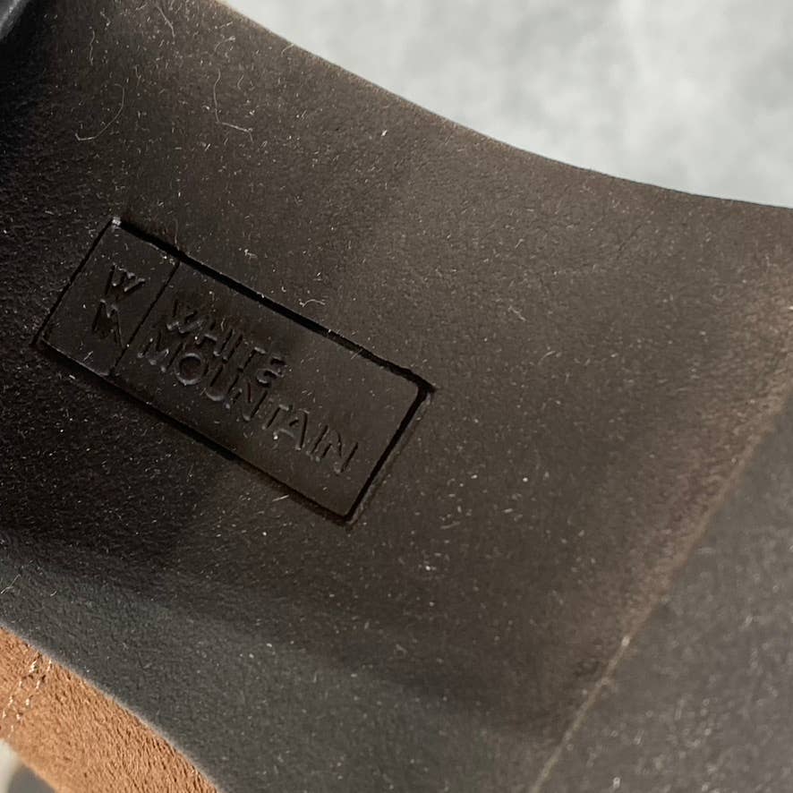 WHITE MOUNTAIN Women's Brown/Fabric Basil Stacked Block Heel Ankle Boots SZ 9