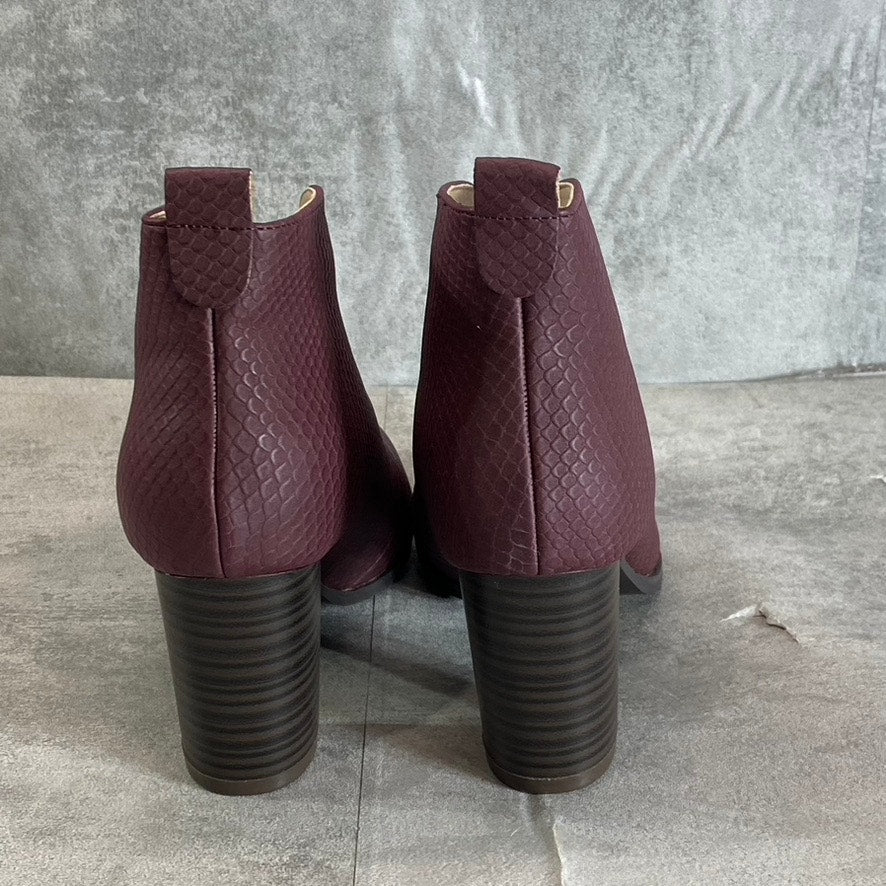 JOURNEE COLLECTION Women's Wine Bellamy Pointed-Toe Slip-On Block-Heel Booties