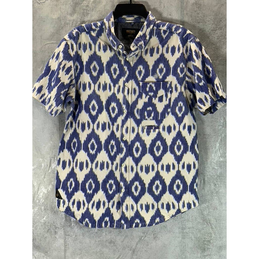 10.DEEP Men's Blue/White Guacho Button-Up Short-Sleeve Shirt SZ M