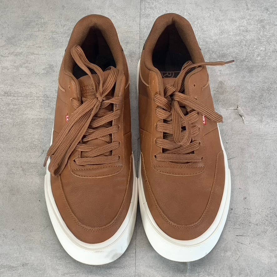 LEVI'S Men's Tan/Brown Munro NM Faux-Leather Retro Low-Top Lace-Up Sneaker SZ9.5