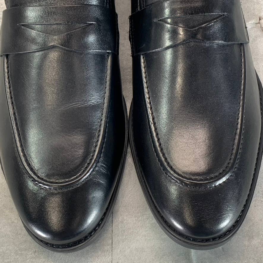 THOMAS & VINE Black Leather Bishop Memory Foam Apron Toe Split Penny Loafer SZ10