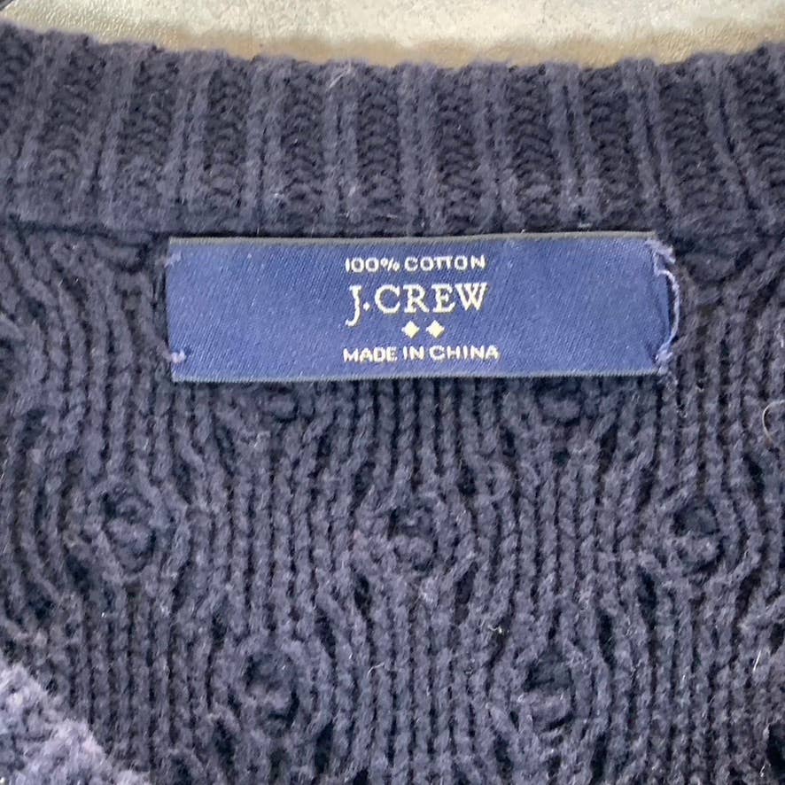 J.CREW Men's Navy Crewneck Cable Knit Long-Sleeve Sweater SZ NA