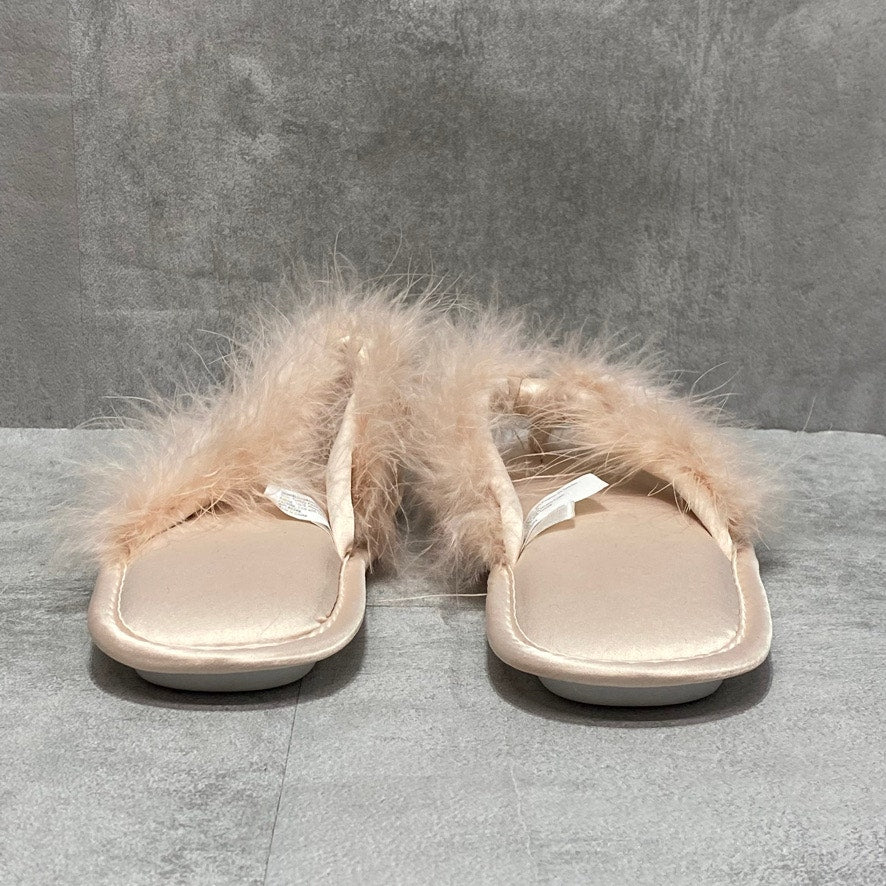 INC INTERNATIONAL CONCEPTS Pink Marabou Thong Slippers SZ S (5-6)