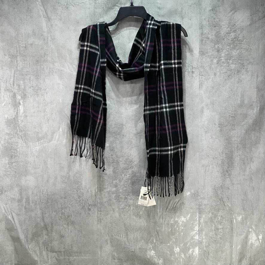 STEVE MADDEN Black Mid Weight Cozy Plaid Muffler Scarf