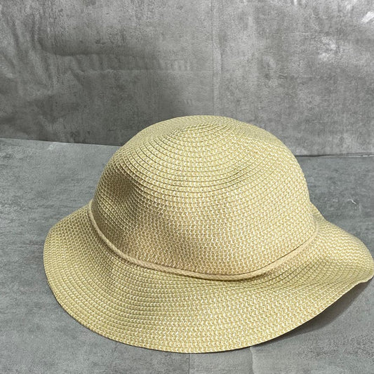 INC INTERNATIONAL CONCEPTS Tan Straw Tweed Cloche Hat with Metal Detail SZ OS