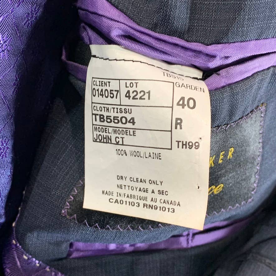 TED BAKER LONDON Men's Navy Endurance Regular-Fit Wool Two-Button Jacket SZ 40R