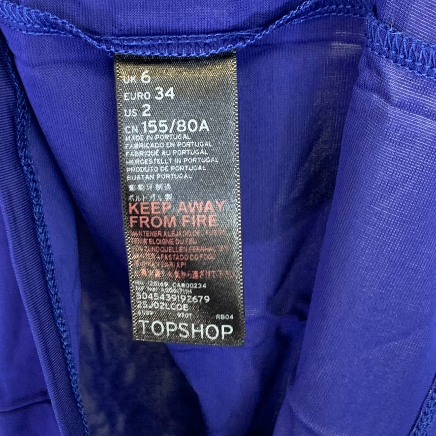 TOPSHOP Boutique Solid Royal Blue 3/4 Sleeve Top SZ 2