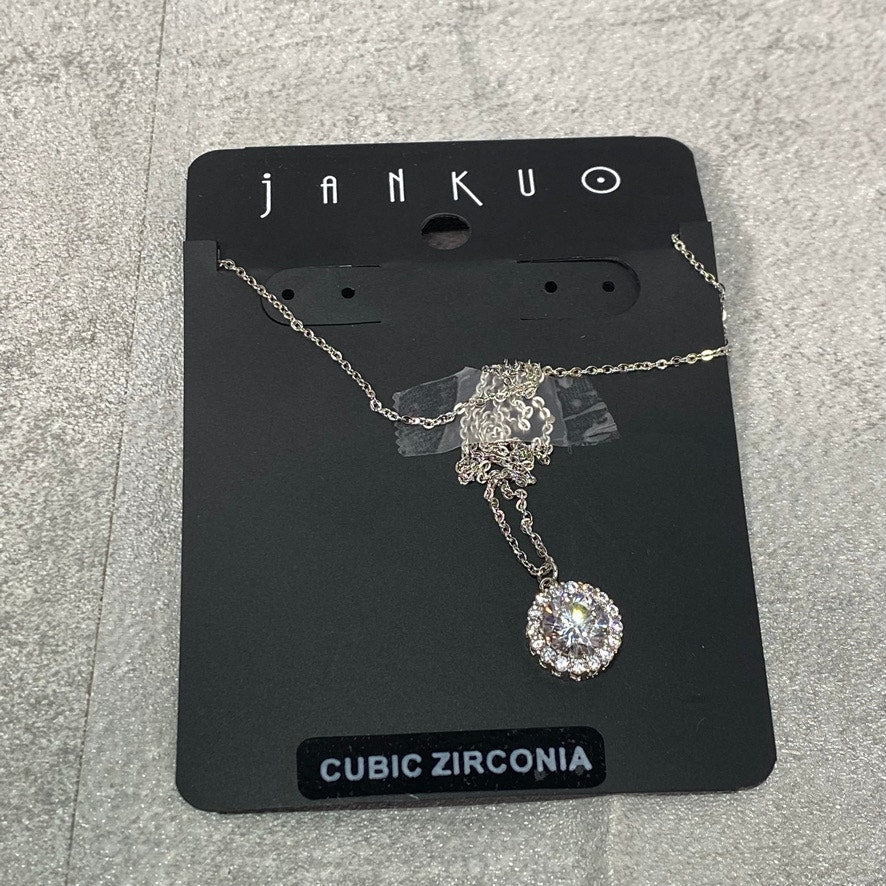 JANKUO Women's Cubic Zirconia Round Pendant Necklace