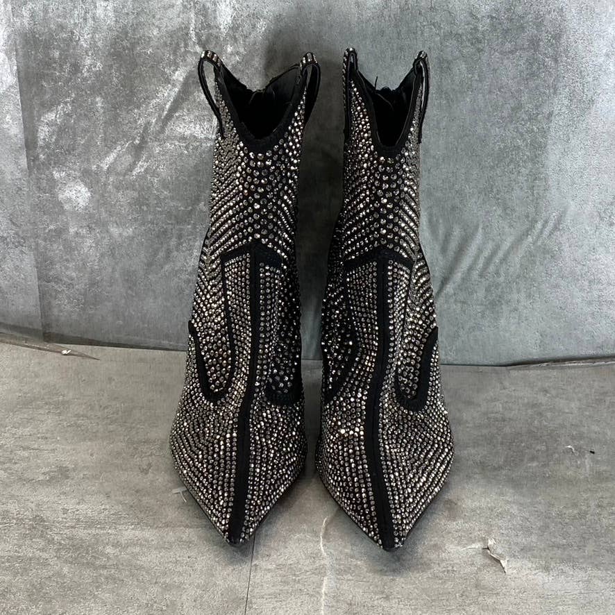 INC INTERNATIONAL Women's Black Oaklynne Rhinestone Pointed-Toe Booties SZ 7