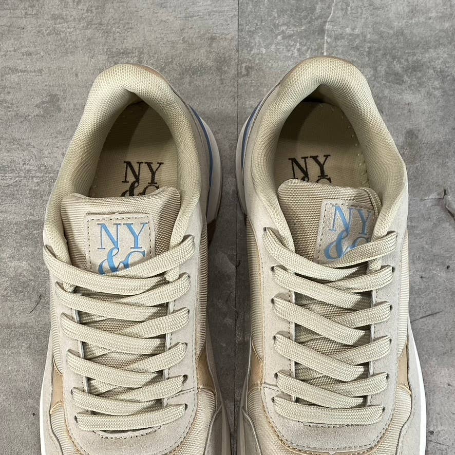 NEW YORK & COMPANY Men's Beige Harvey Low-Top Lace-Up Sneakers SZ 8