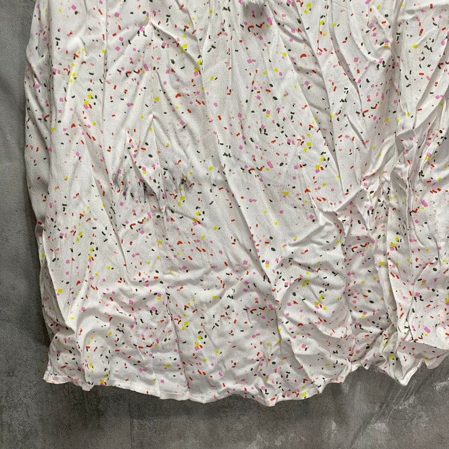 STYLE & CO White Confetti-Print Split-Neck Tassel Tank Top SZ 2XL