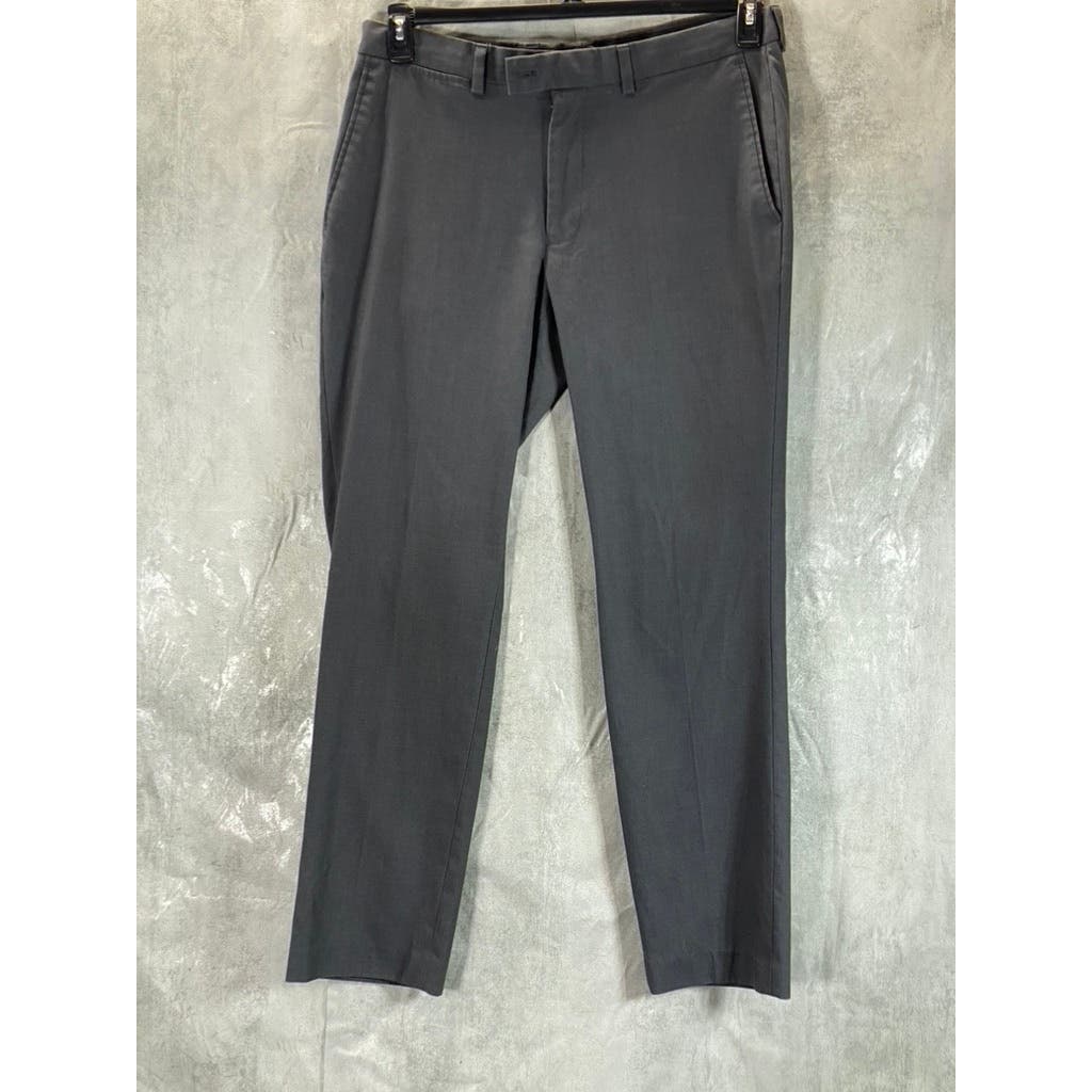 NORDSTROM RACK Men's Solid Charcoal Modern-Fit Flat-Front Pants SZ 36X32