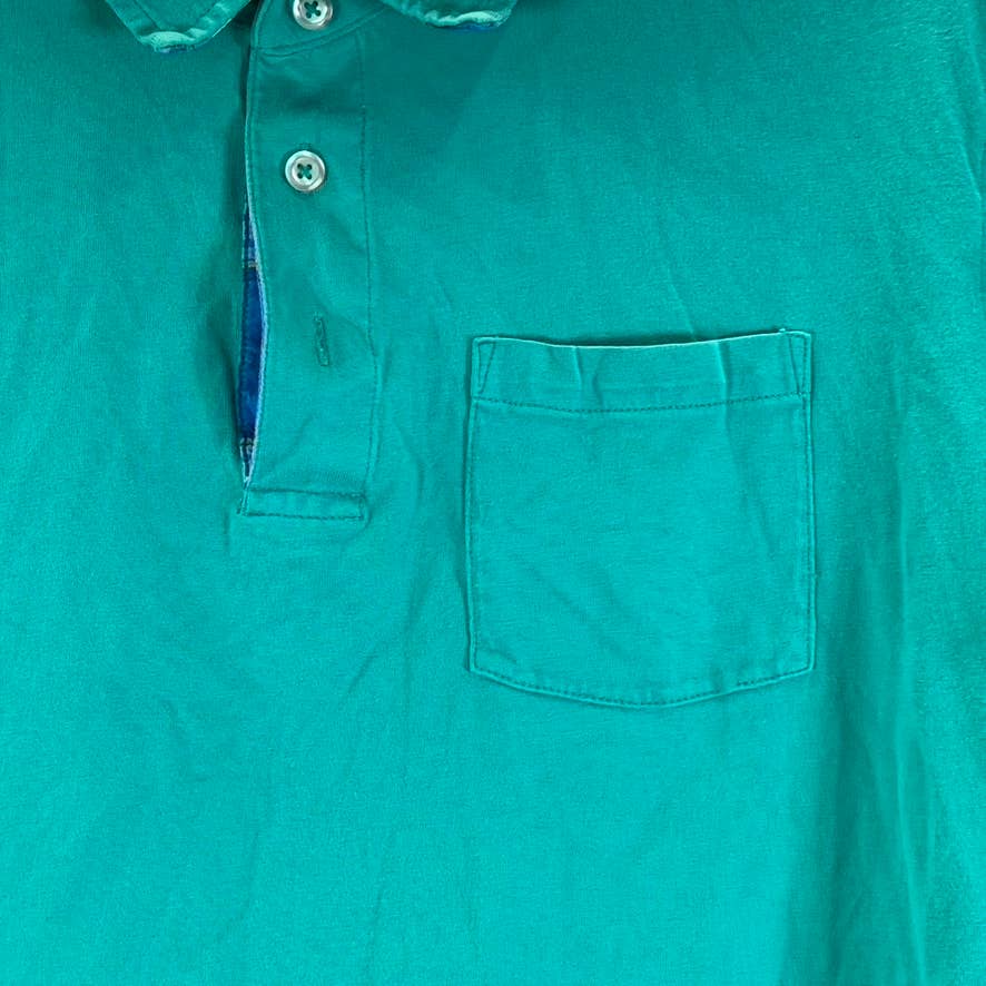 LANDS' END Men's Teal Shadow Super-T Cotton Short-Sleeve Polo Shirt SZ L
