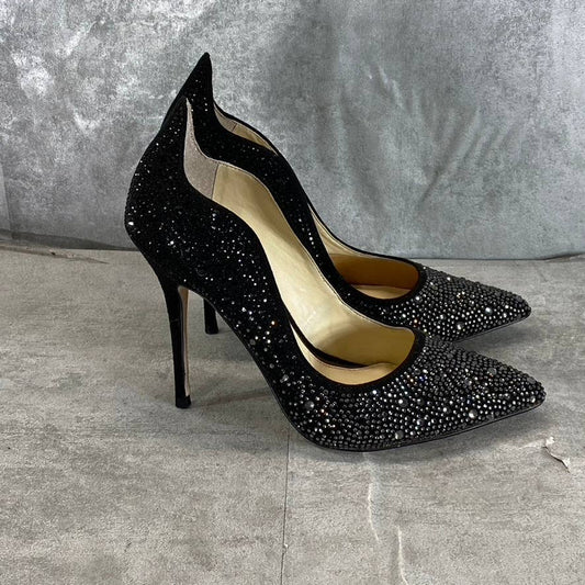 JESSICA SIMPSON Women's Black Wayva Rhinestone Pointed-Toe Pumps SZ 5.5