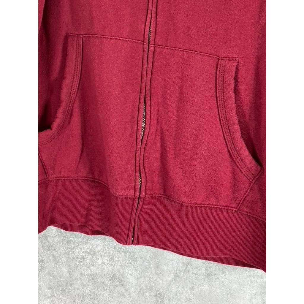 TOMMY HILFIGER Men's Red Casual Zip-Up Fleece Hooded Sweatshirt SZ L