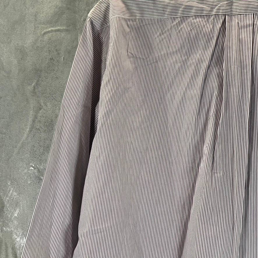 PAUL FREDRICK Men's Burgundy Pinstripe Button-Up Long-Sleeve Dress Shirt SZ15-32