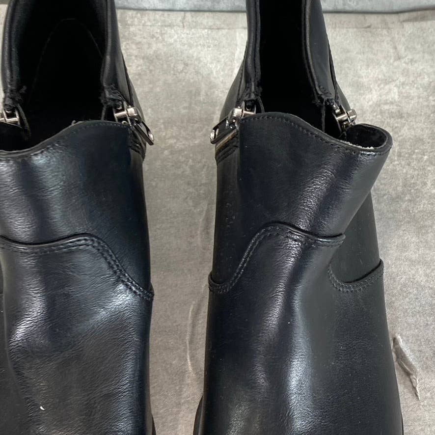SUN+STONE Women's Black Abby Double-Zip Memory Foam Block-Heel Booties SZ 6