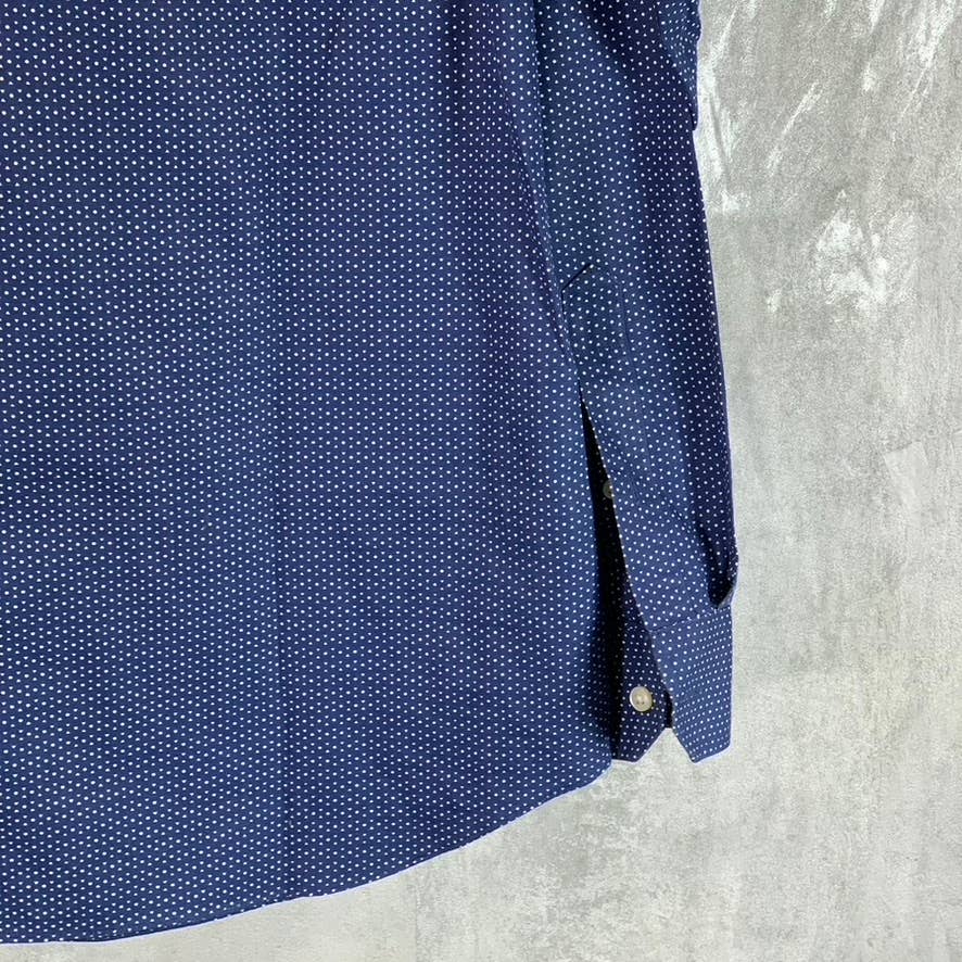 BANANA REPUBLIC Men's Navy Dot Print Non-Iron Tailored Slim-Fit Shirt SZ L