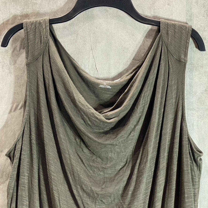 HALOGEN Women's Plus Size Grey Beluga Drape Neck Sleeveless Top SZ 1X