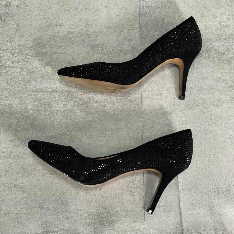 INC INTERNATIONAL CONCEPTS Black Bling Zitah Embellished Pointed-Toe Pumps SZ 7
