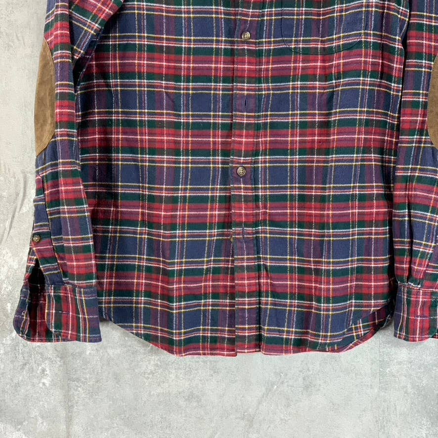 J.CREW Men's Multicolor Plaid Slim-Fit Elbow Patch Button-Up Flannel Shirt SZ S