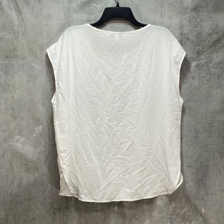 NINE WEST White High low Short Sleeve Top SZ XL