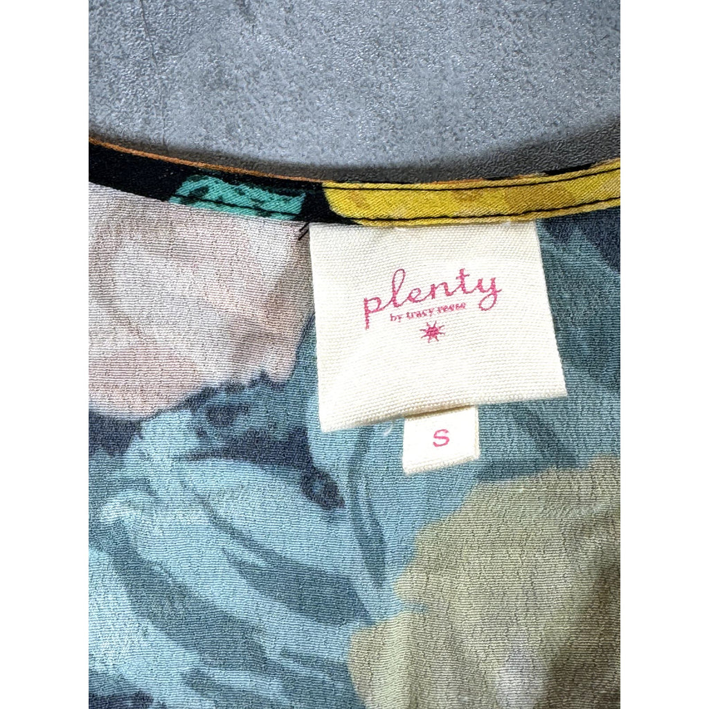 PLENTY BY TRACY REECE Women's Black Motif Floral Long Sleeve Midi Dress SZ S