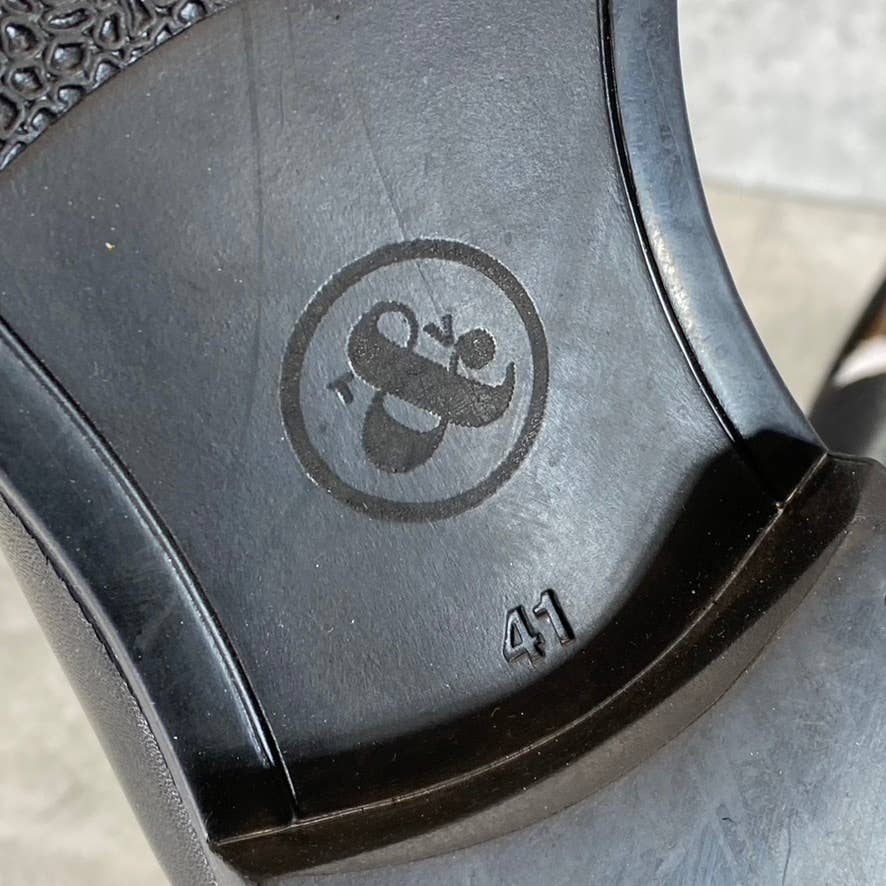 THOMAS & VINE Black Leather Bishop Apron Toe Split Penny Loafer SZ 8.5