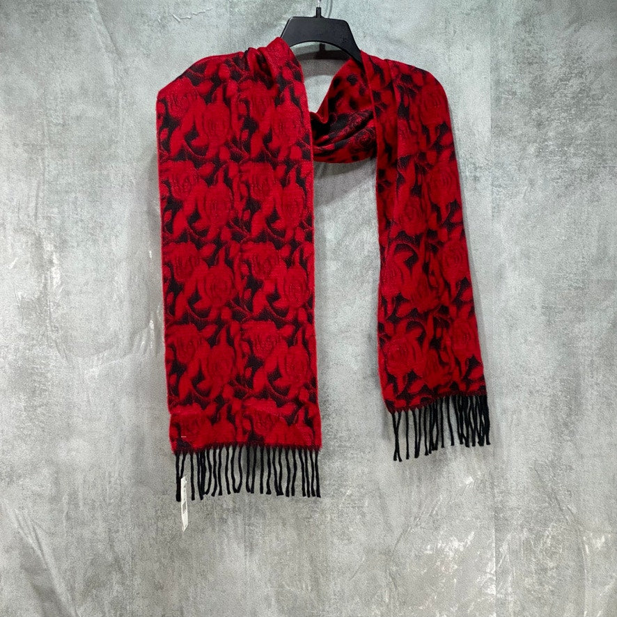 STEVE MADDEN Red Mid Weight Rose Muffler Scarf OS