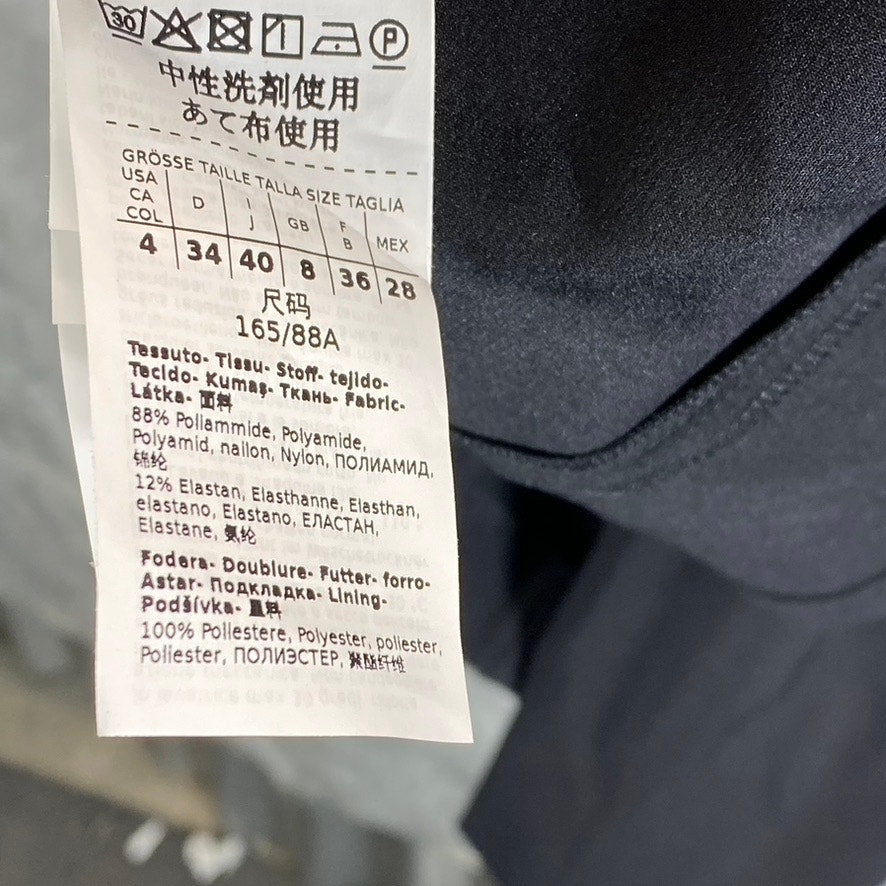 MARELLA Women's Black Iguana Stretch Gathered Front Round-Neck Midi Dress SZ 4