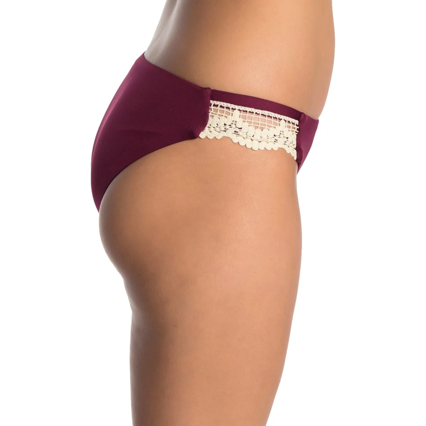 MOSSIMO Burgundy Sea Side Embroidered Moderate Coverage Bikini Bottom SZ S