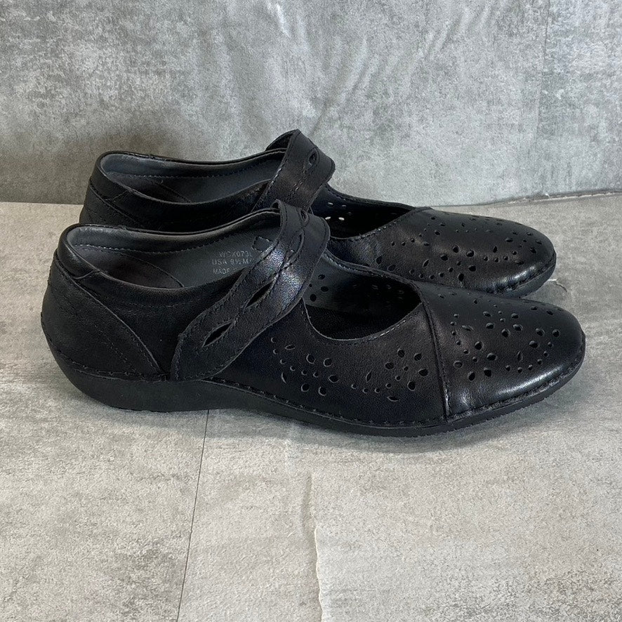 PROPET Women's Black Leather Perforated Calista Mary Jane Slip-On Shoes SZ 9.5