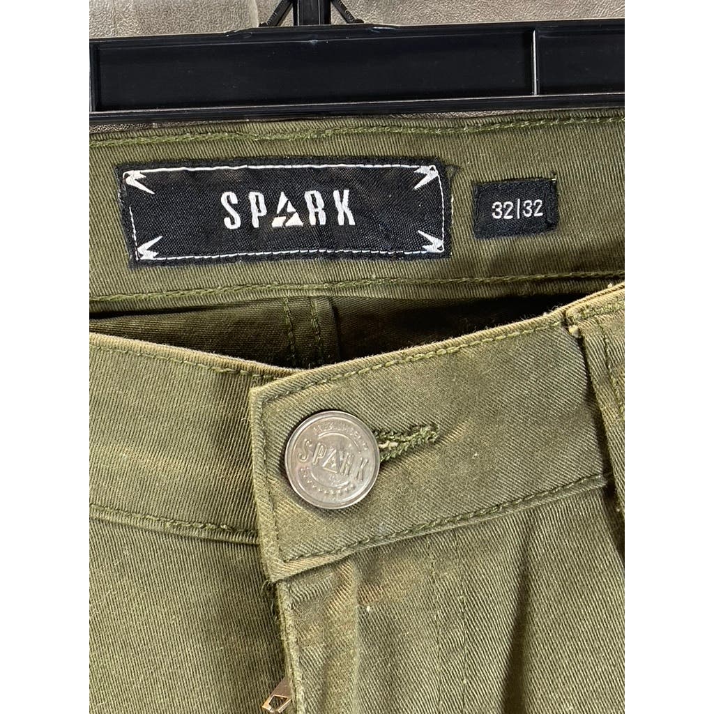 SPARK Men's Olive Green Ribbed Double Knee Pants SZ 32X32