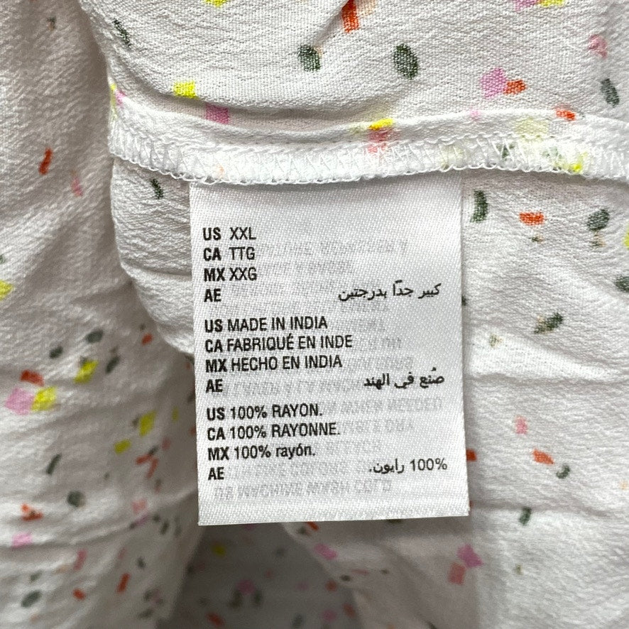 STYLE & CO White Confetti-Print Split-Neck Tassel Tank Top SZ 2XL