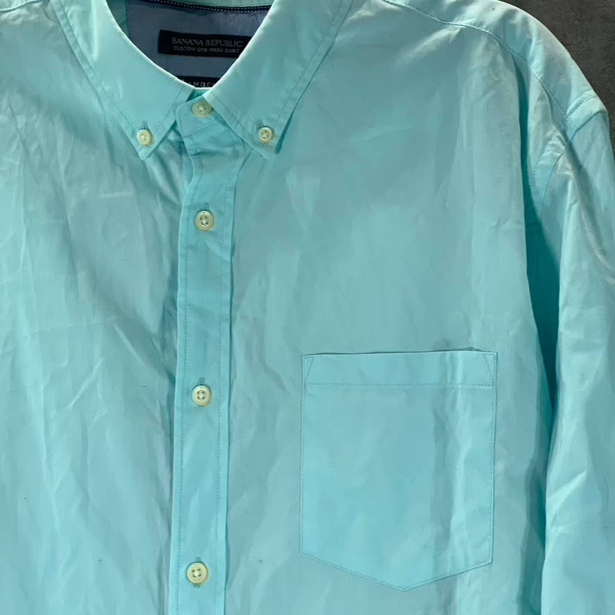 BANANA REPUBLIC Men's Light Blue Candem-Fit Custom 078 Wash Button-Up Shirt SZXL