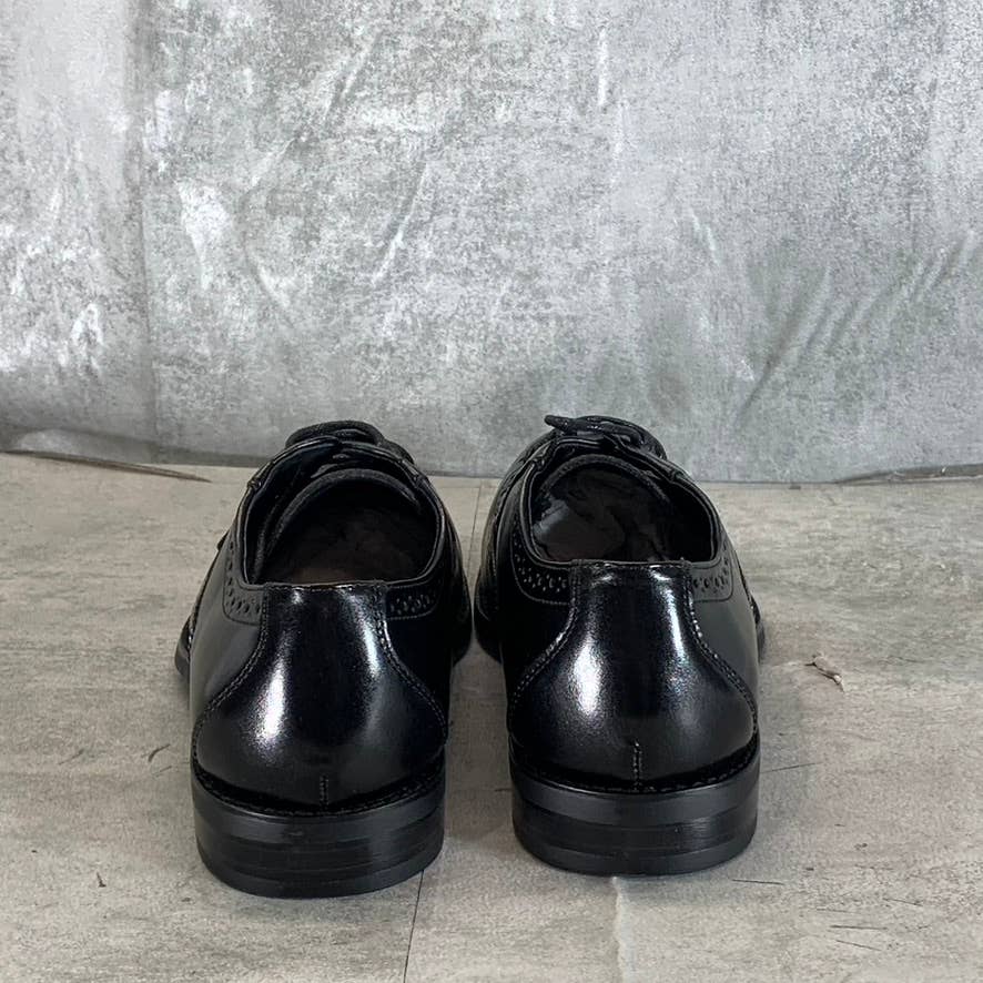 STACY ADAMS Men's Black Leather Garrison Wingtip Lace-Up Oxfords SZ 8