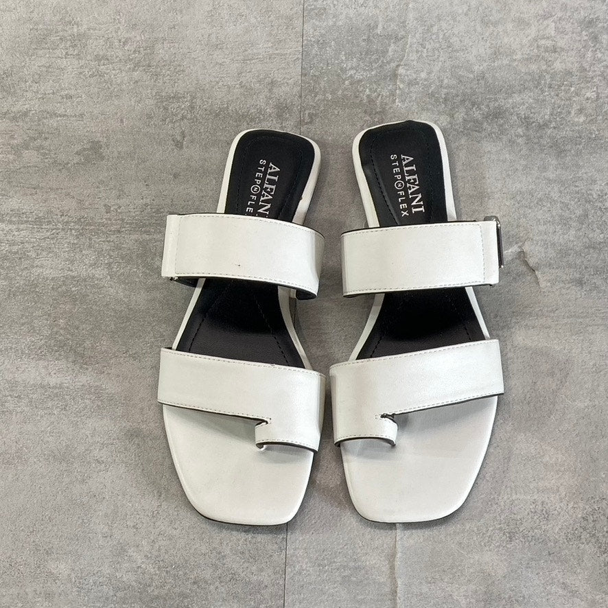 ALFANI Step N' Flex Women's White Baclinii Toe-Loop Cushioned Flat Slide Sandals