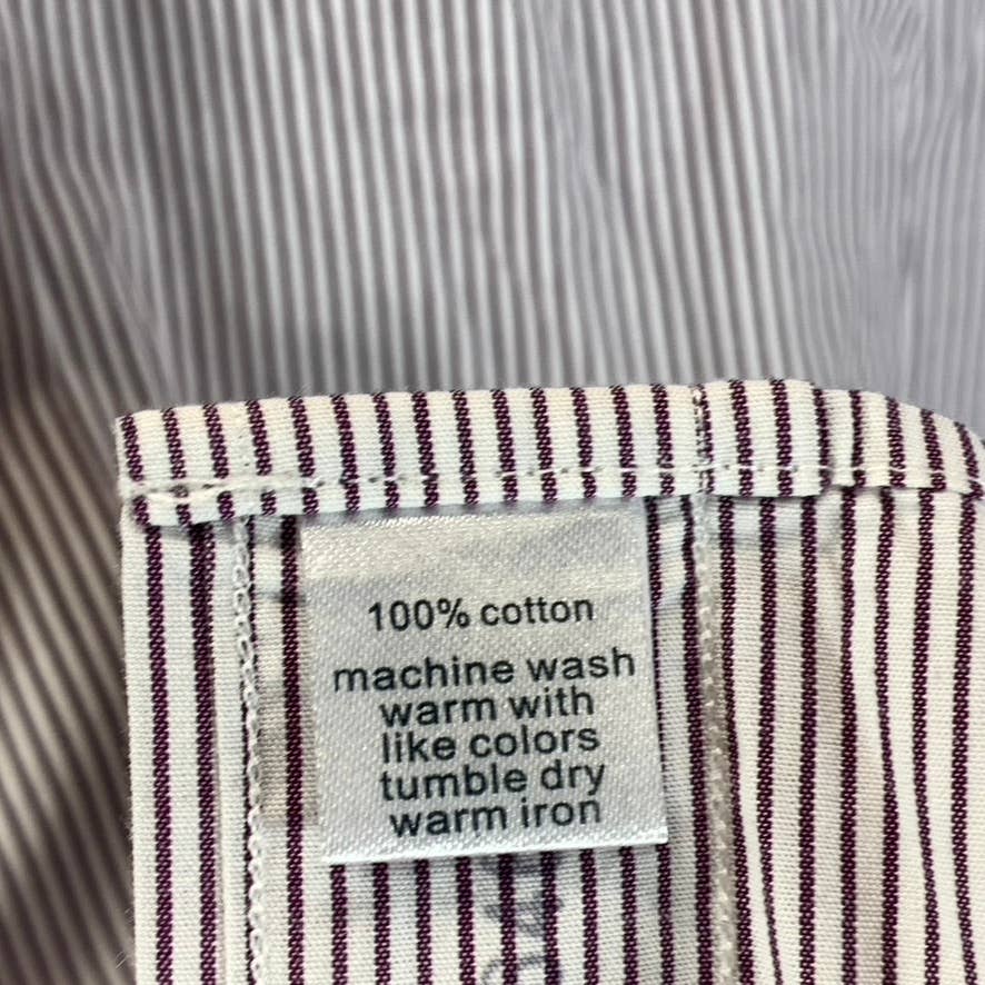 PAUL FREDRICK Men's Burgundy Pinstripe Button-Up Long-Sleeve Dress Shirt SZ15-32