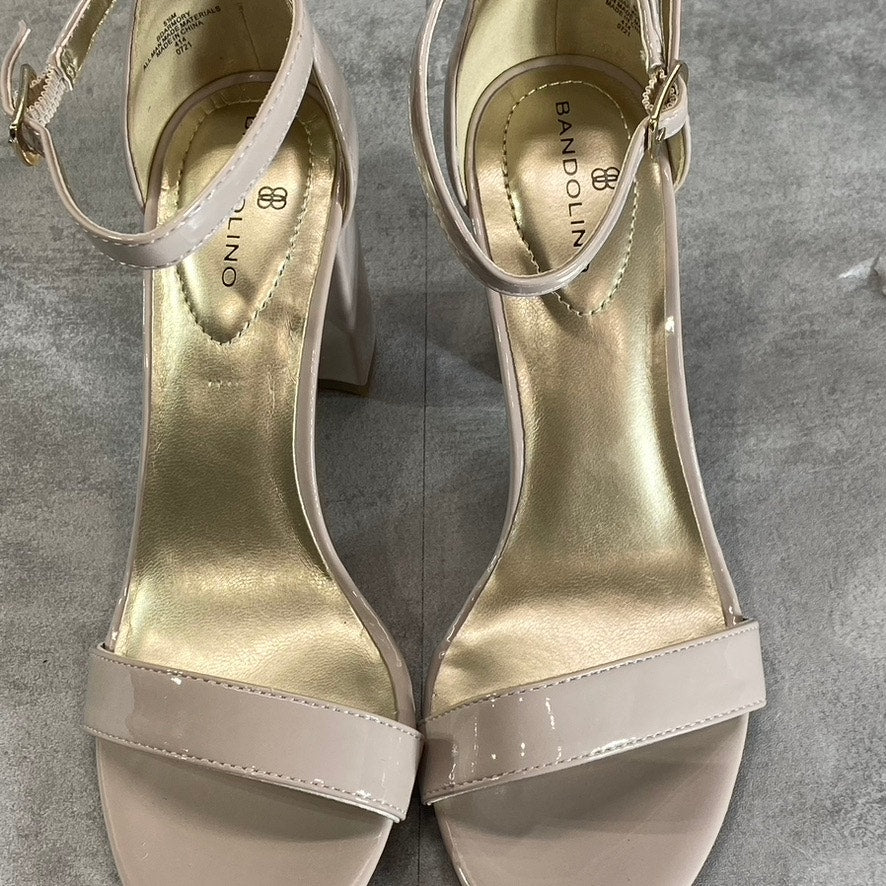 BANDOLINO Women's Oat Patent Armory Ankle Strap Block-Heel Dress Sandals SZ 5.5