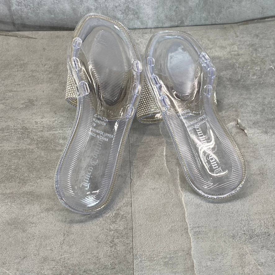 JUICY COUTURE Women's Clear Hylton Rhinestone Embellished Slide Jelly Sandal SZ7