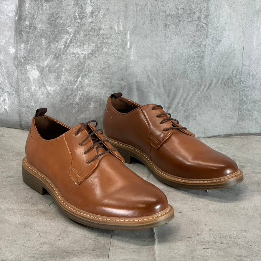 NICK GRAHAM Men's Brown Faux-Leather Dylan Lace-Up Oxfords SZ 8