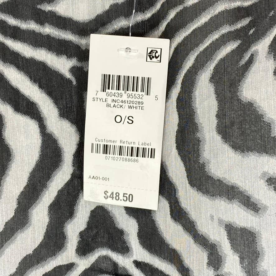 INC INTERNATIONAL CONCEPTS Women's Black/White Zebra Topper SZ OS