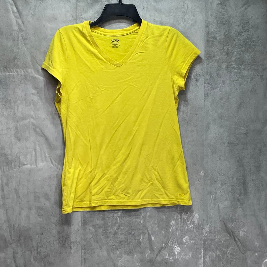 CHAMPION Yellow V-Neck Short Sleeve Lightweight Loose T-Shirt SZ M