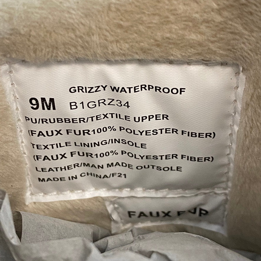 JBU Brown Grizzly Faux Fur Memory Foam Waterproof Pull-on Round-Toe Duck Boots SZ 9