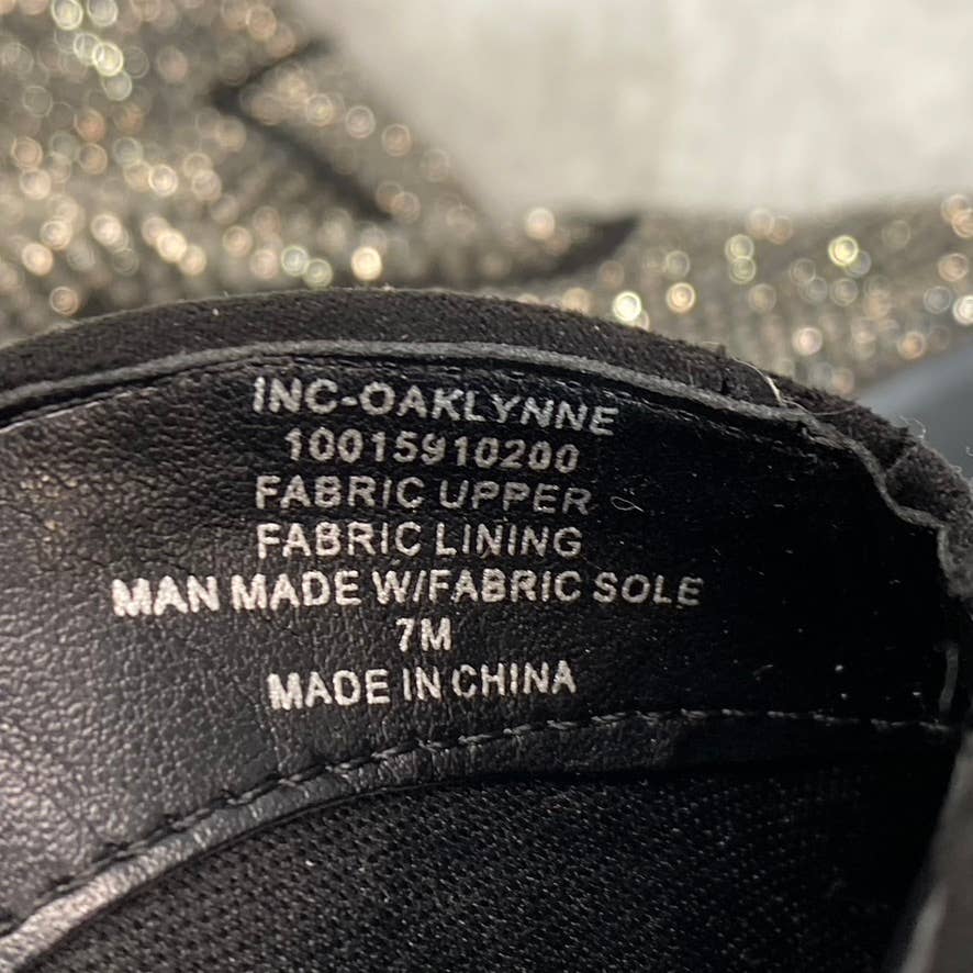 INC INTERNATIONAL Women's Black Oaklynne Rhinestone Pointed-Toe Booties SZ 7