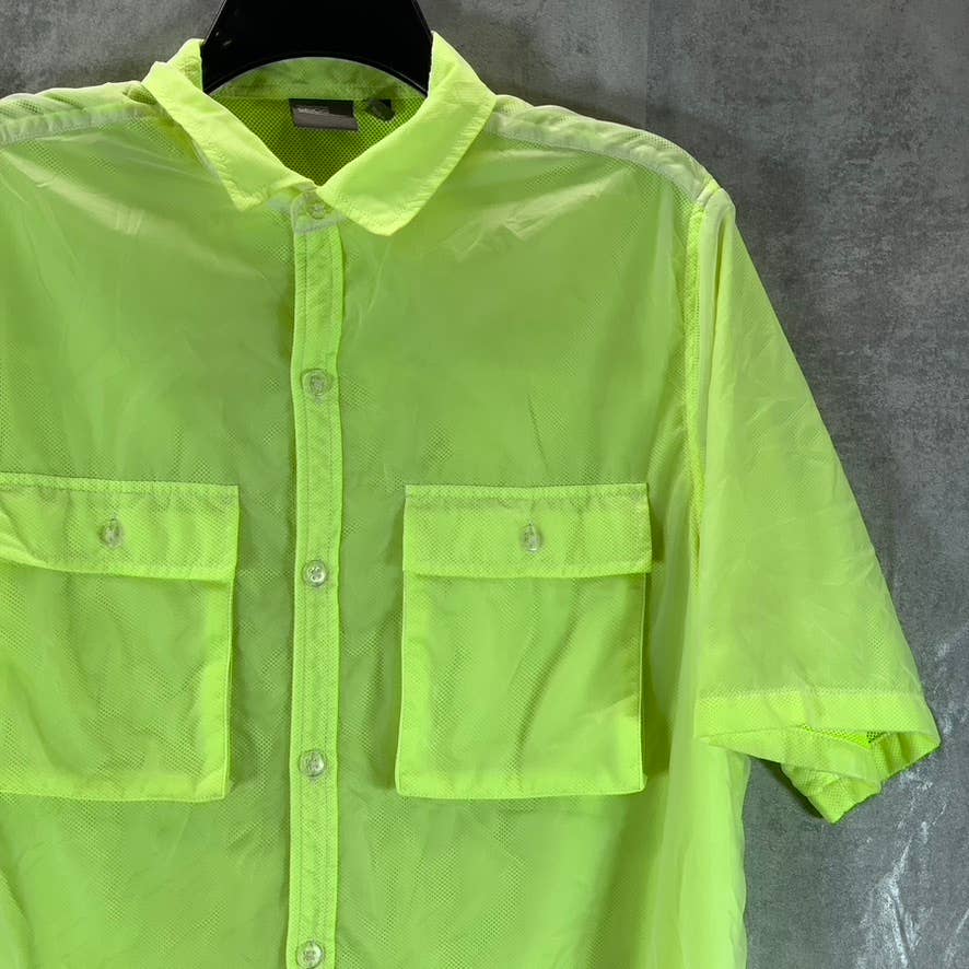 ASOS Men's Neon Oversized Double Pocket Button-Up Short-Sleeve Shirt SZ M