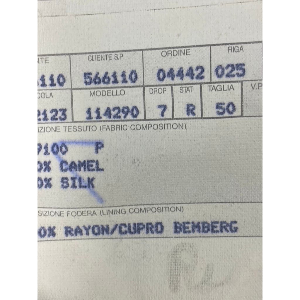 ERMENEGILDO ZEGNA Men's Tan Camel Silk Three-Button Blazer SZ 40R