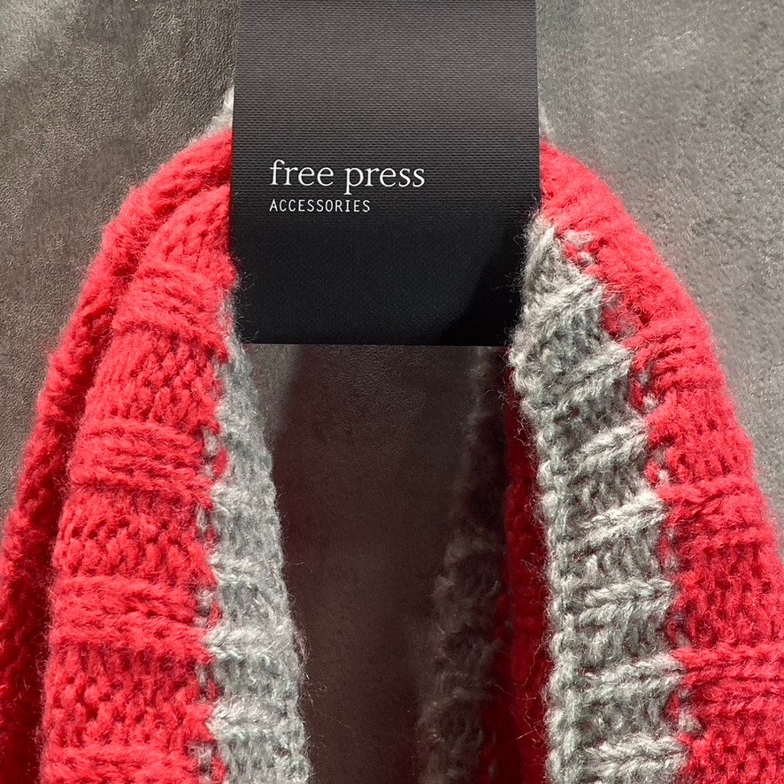 FREE PRESS Women's Pink-Grey Chunky Knit Infinity Scarf SZ OS