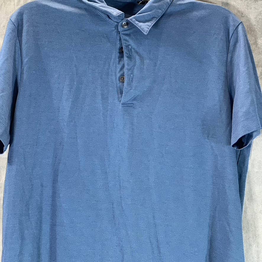 THEORY Men's Blue Bron B. Atlas Pique Short-Sleeve Polo Shirt SZ M