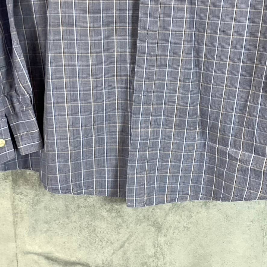 MICHAEL KORS Men's Blue Plaid Regular-Fit Long-Sleeve Button-Up Dress Shirt SZ L